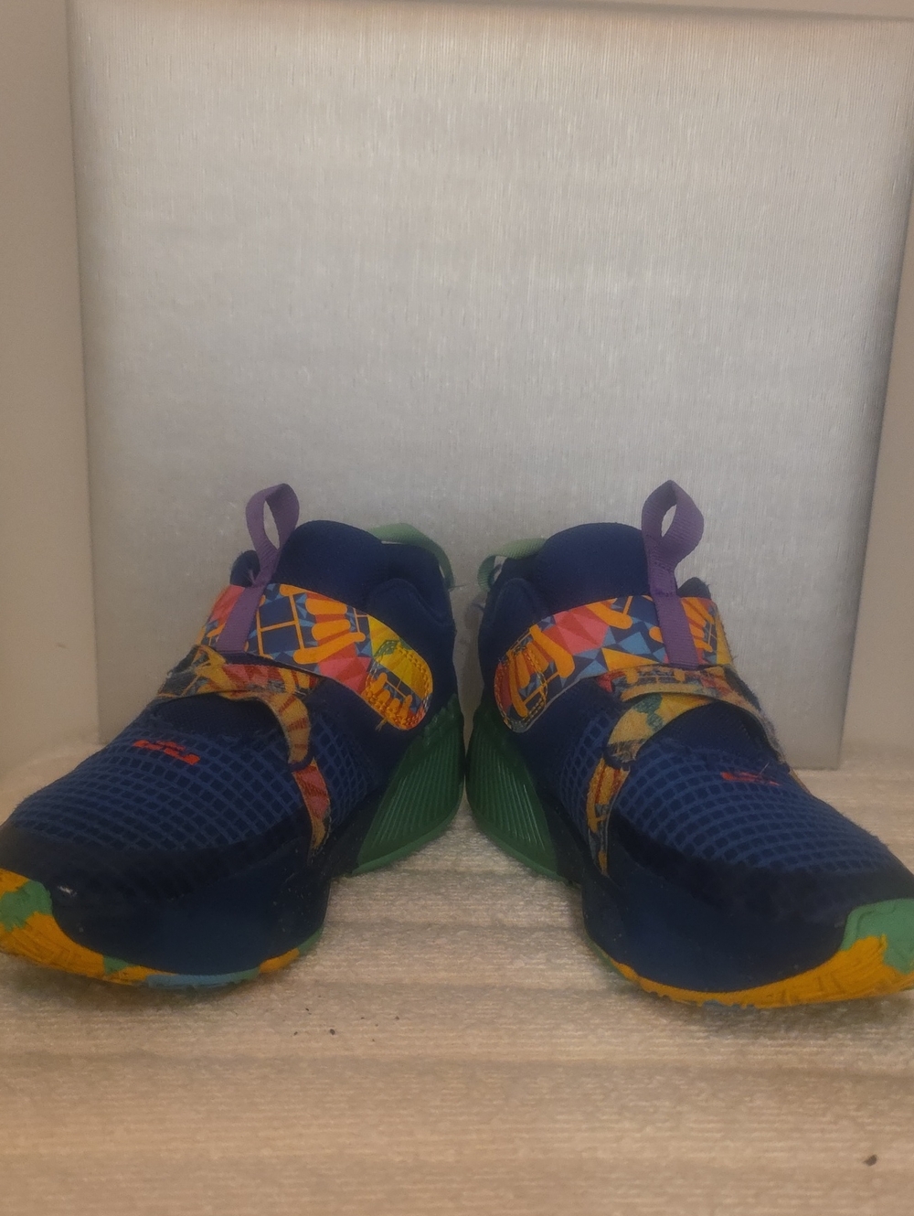 Nike Kids LeBron Multicolor Athletic Sneakers in Blue, Green & Purple